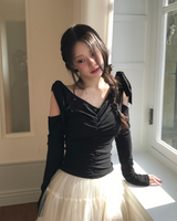 term ribbon off & shirring slim top