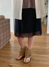 Fold suede buckle strap flat flip-flop boots