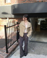 Double button short trench jacket