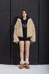 FUR ZIP-UP -BEIGE