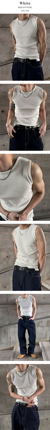 [Unisex] Damage washing sleeveless(4color)