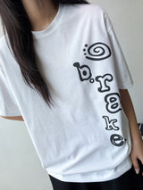 ロール レター タトゥープリント ワンサイド Tシャツ 5カラー