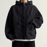 Ramg Washed Denim Overfit High Neck Hooded Jumper