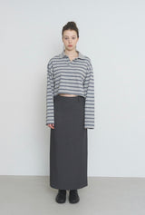 Row Stripe Crop Tee [gray]