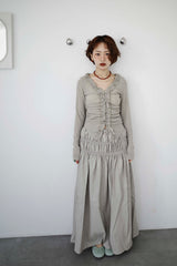 Double Shirred Leather Skirt
