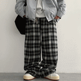 チェックバンディングワイドパンツ