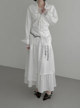 Celine Layered Unbalanced Long Skirt