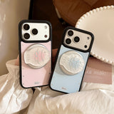 マザーオブパール フィッシュ ゴールドフレーム マグネティック iPhone ケース