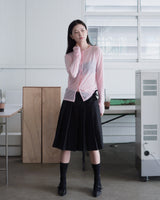 WRINKLE MESH CARDIGAN PINK