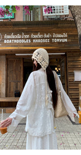 Beige knit hat, bucket hat