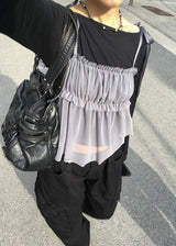 MESH SHIRRING TOP