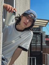 フローラルカラーのマッチングエンブロイダリーショートスリーブTシャツ
