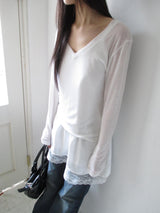 wool v neck sleeve t