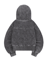 Oddシグニチャーデニムスウェットクロップジップアップ - 2COLOR