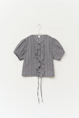 (W) Mote Check Shirring Blouse