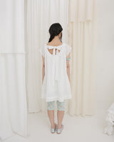 COUNTRY FLARE LINEN DRESS / WHITE