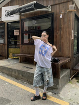 53 オフショルダー オーバーサイズフィット カラー 短袖 Tシャツ