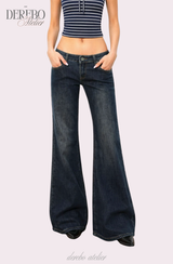 deep blue flow bootcut denim pants, regular (LONG)