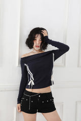 Offshoulder Lace Two-way T-shirt