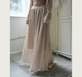 finit sheer pearl satin floor-length sk