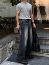 Cove banded wide denim pants
