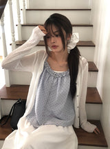 Dough Dot Frill Button Sleeveless