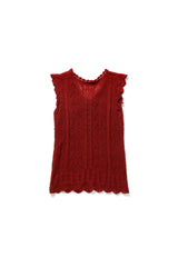 Ribbon sleeveless knit_red