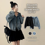 Heat-to-Way Washing Denim Hood Zip-Up