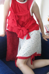 Red lace-on bow vest