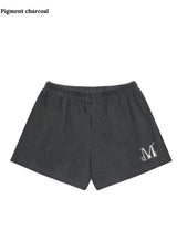 SLAP PIGMENT WASHING METAL LOGO DENIM SET UP SHORTS (2COLOR)