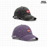 "See You in Paris" Floral Embroidery Denim Washed Baseball Cap (Purple)