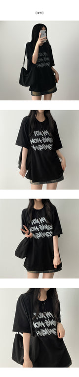オジーレタリングオーバーサイズフィットショートスリーブTシャツ