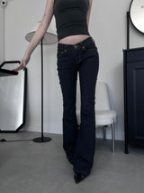 non-faded low-rise bootcut denim