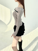 Western belt off slim knit (3color)