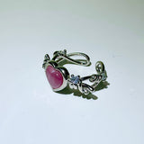 Pink heart angel ring