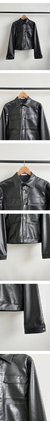 [S/S] Leather crop jacket