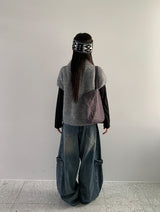 Siduri Hairy Collar Short Sleeve Knit Cardigan