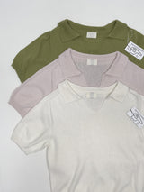 Whole Garment Collar Short Sleeve Knit