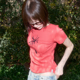 Back Slit Button Tee (Red) F25QB126