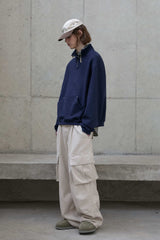Double zipper high-neck sweatshirt