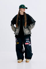 RACING PATCH SUPER WIDE PANTS BLACK