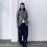 Seamed Washed Wide-Leg Trousers