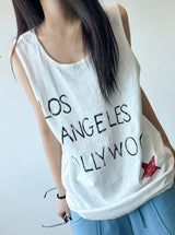 Penny Tattoo Print Oversized Longline Sleeveless Top 5color