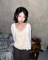(3color) Shirring Bean Button Linen Slub Cardigan