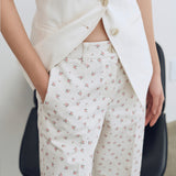 Tailored Flower Pattern Pants