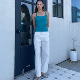 Slim Ribbed Tank Top_Teal Blue