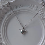 [チョ・ユリ, チュウ Necklace] エンジェリックハートロックレイヤードネックレス - Silver Color