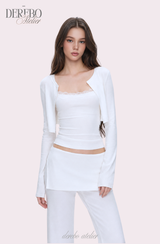 Anna lace cardigan training three-piece set (Sleeveless cardigan, pants)