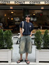 Fairy half cargo denim pants