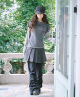 BUTTON WRAP MINI SKIRT - CHARCOAL